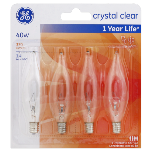 GE 40-Watt Candelabra Base Bent Tip Decorative CA Light Bulbs Perspective: front