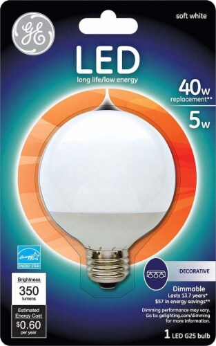 GE 5W 40W Soft White LED G25 Globe Light Bulb 1 ct Foods Co