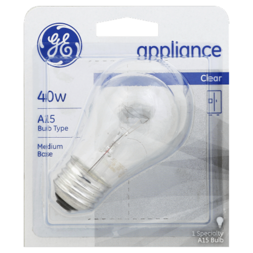 GE Refrigerator Light Bulb, A15 Appliance, 40W Replacement, 1-Pack  Appliance Light Bulb, Medium Base 