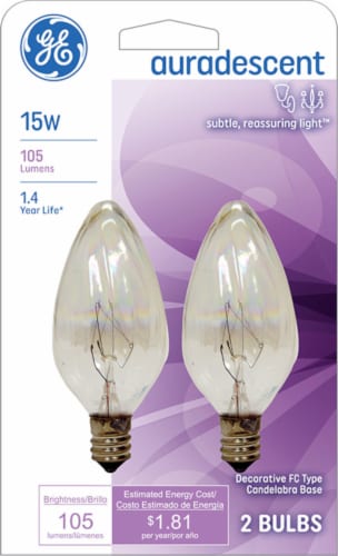 GE 15-Watt Flame Tip Decorative FC Type Candelabra Base Light Bulbs Perspective: front