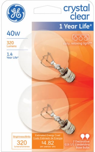GE 40-Watt Candelabra Base G16.5 Globe Light Bulbs Perspective: front