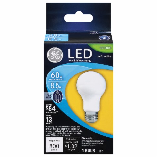 GE LED 10.5-Watt (60-Watt) Soft White Outdoor Post Light Bulb Perspective: front