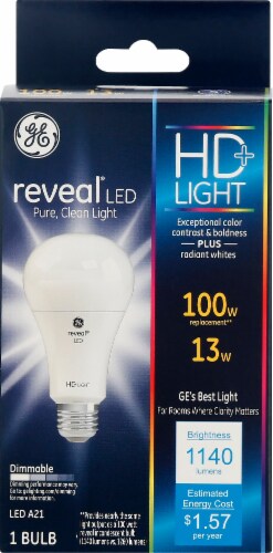 GE Reveal HD+ LED 13-Watt (100-Watt) A21 Light Bulb Perspective: front