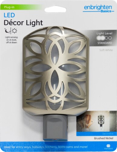 GE LED Decor Flower Pattern Brushed Nickel Night Light Perspective: front