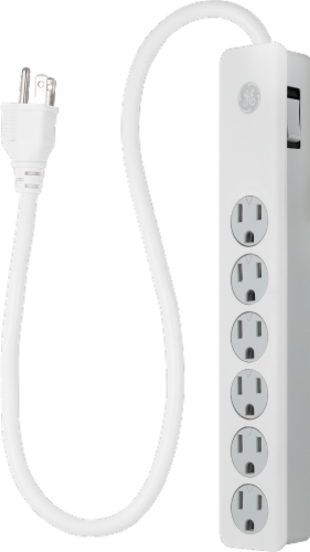 GE 4-Outlet and Dual USB Charging Surge Protector - White Perspective: front