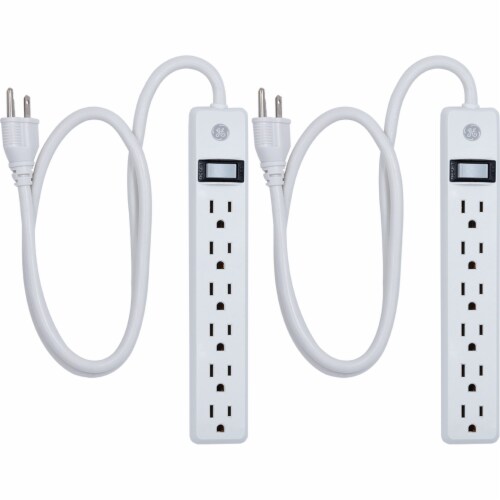 GE 6 Twin Pack Surge Outlet Strip Perspective: front