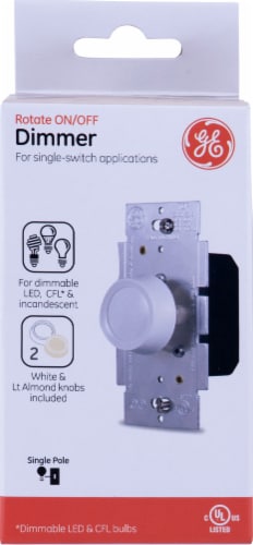 GE Rotate Single Switch Dimmer - White Perspective: front