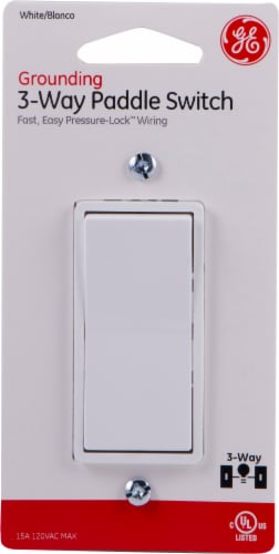 GE Grounding 3-Way Paddle Switch - White Perspective: front