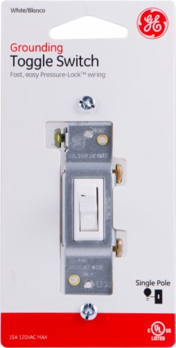 GE Grounding Toggle Switch - White Perspective: front