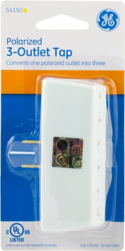GE Polarized 3-Outlet Tap Adapter - White Perspective: front