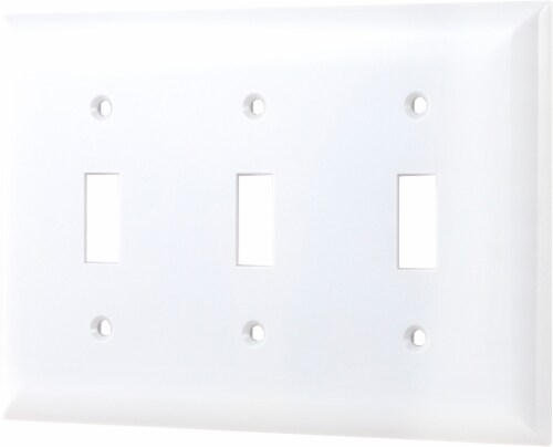 Jasco® Plastic Triple Switch Wallplate - White Perspective: front