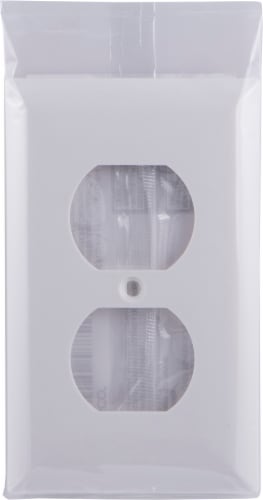 GE Duplex Receptacle Wallplate - White Perspective: front