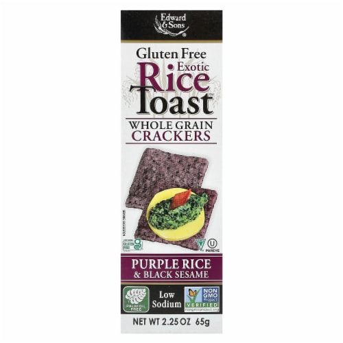 Edward & Sons Exotic Rice Toast™ Whole Grain Crackers Purple Rice & Black Sesame - Perspective: front