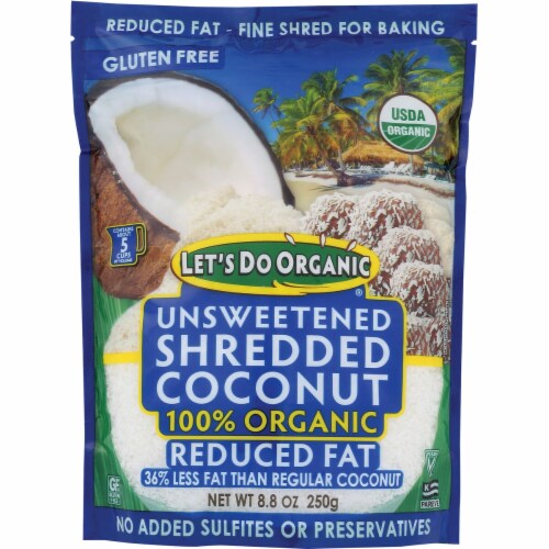 Let's Do Organic Unsweetened Shredded Coconut - 100% Organic - Reduced Fat 8.8 oz Pkg Perspective: front