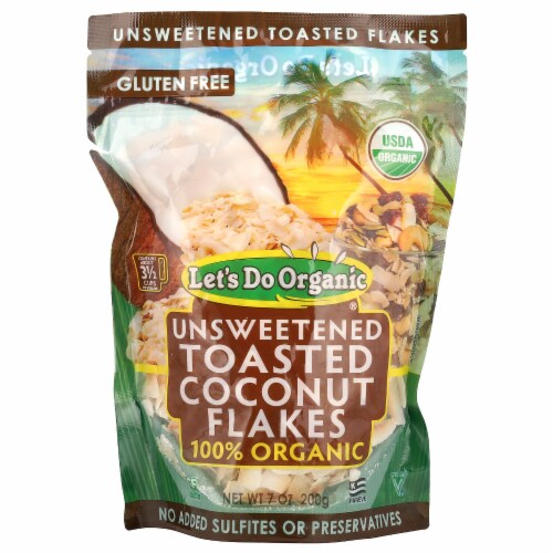 Edward & Sons Let's Do Organic 100% Organic Unsweetened Toasted Coconut Flakes - 7 oz Perspective: front