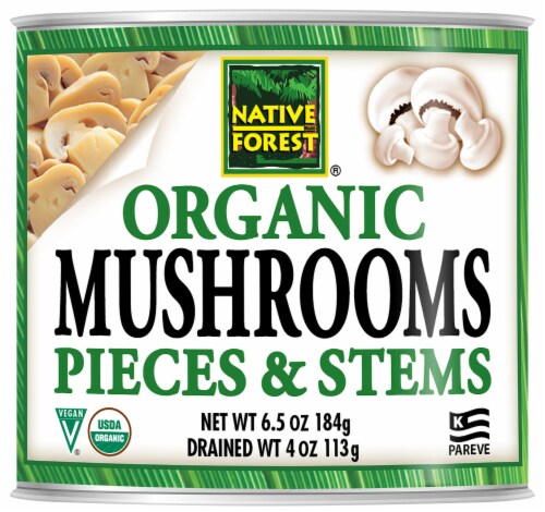 Native Forest Organic White Mushrooms Pieces And Stems Perspective: front