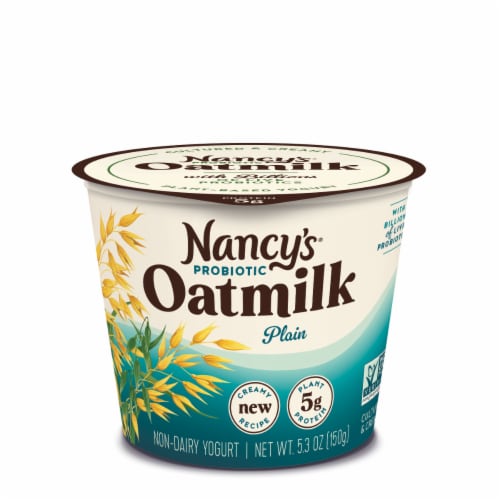 Nancy's Plain Dairy Free Probiotic Oat Milk Yogurt Cup Perspective: front
