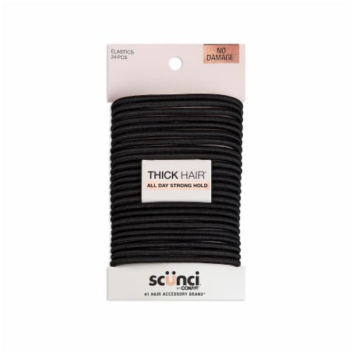 Scunci® No Damage® Black Thick Hair Strong Hold Elastics Perspective: front