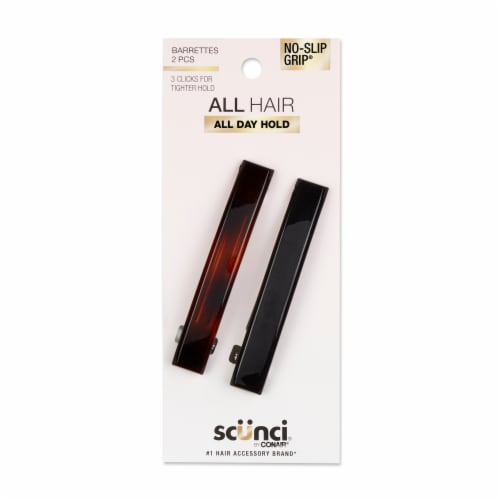Scunci® No Slip Grip All Day Hold Hair Barettes - Black Perspective: front