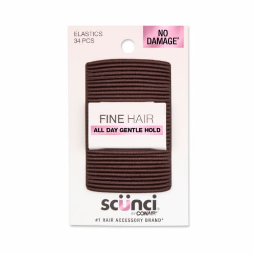 Scunci No Damage Everyday Fashion Brown Hair Elastics Perspective: front