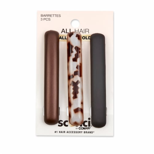 Scunci 3 Pack Barrettes - Black Perspective: front