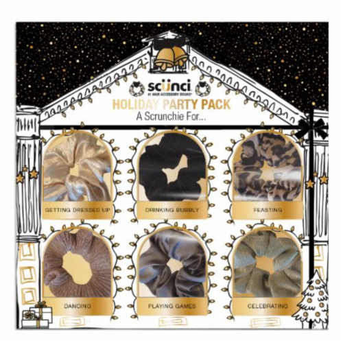 Scunci Champagne Cheers Scrunchie Holiday Party Pack Perspective: front