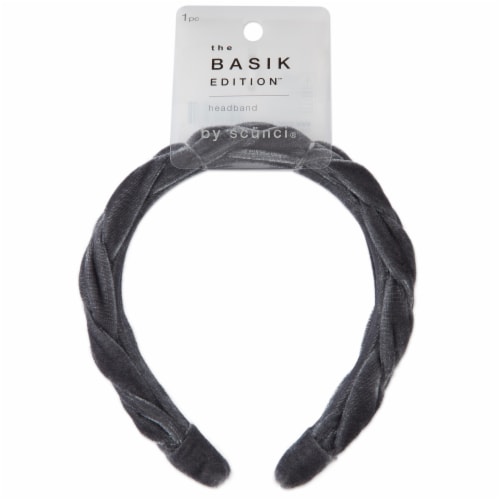 Scunci® The Basik Edition™ Braided Velvet Headband - Gray Perspective: front