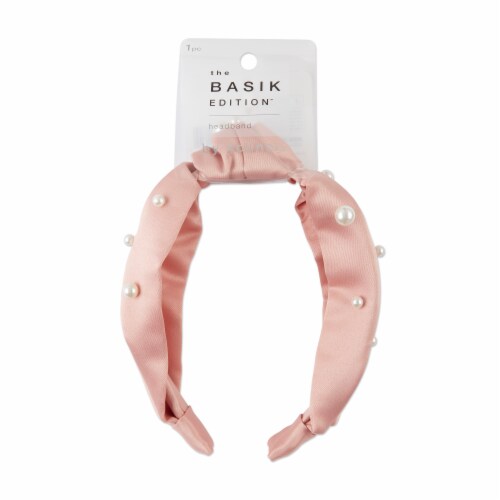 Scunci® The Basik Edition™ Satin Pearl Turban Headband - Blush Perspective: front