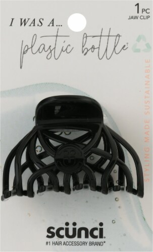 Scunci Earth-Friendly Planet Upcycled Large Jaw Clip, (Black) made from Plastic Bottles Perspective: front