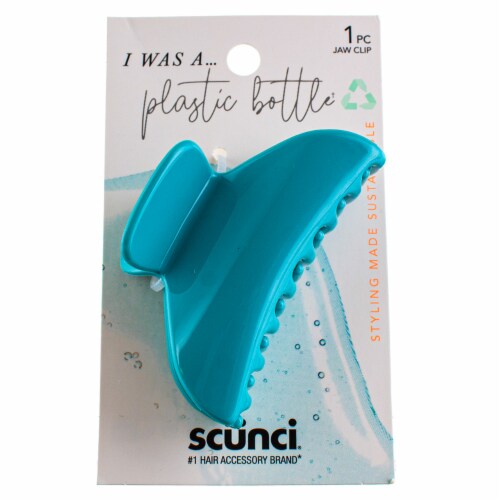 Scunci® Earth-Friendly Planet Upcycled Medium Clip Made from Plastic Bottles-Turquoise Perspective: front