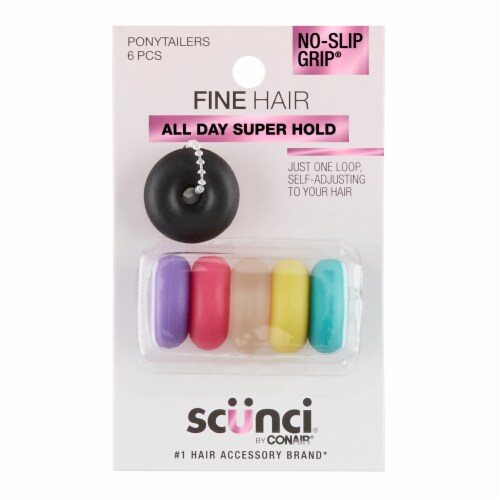 Scunci Hairbands No-Slip Grip Super Bandz Hair Ties Perspective: front