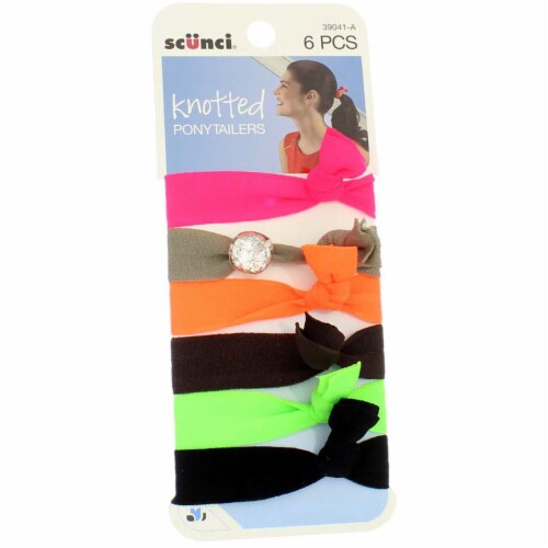 Scunci 6pk Knotted Ponytailers Perspective: front
