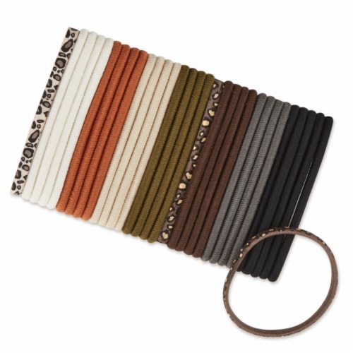 Scunci® No Damage Comfort Classics Print Elastics - Brown/Black Perspective: front
