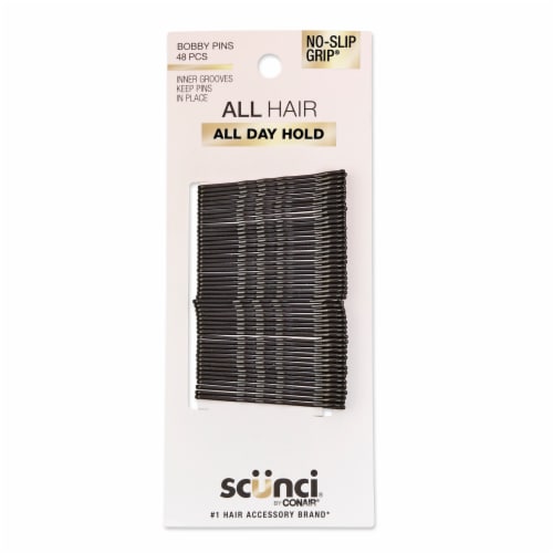 Scunci No-Slip Grip Black Bobby Pins Perspective: front