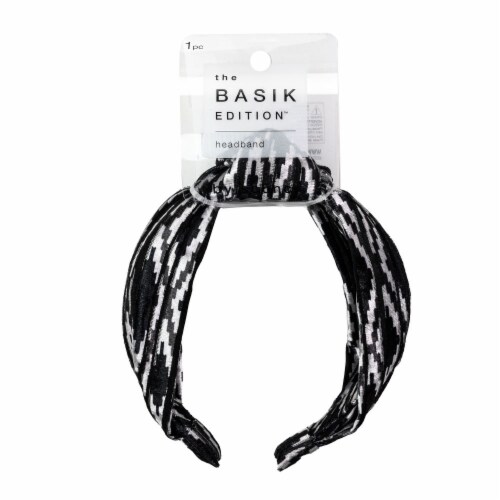 Scunci® The Basik Edition™ Knotted Headband - Black/White Perspective: front
