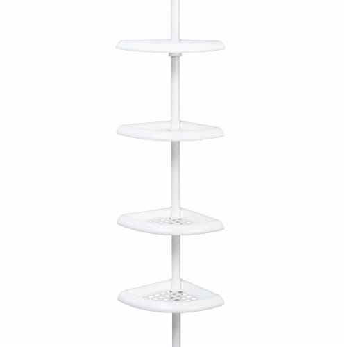 Zenna Home Plastic Adjustable Corner Pole Shower Shelves - White Perspective: front