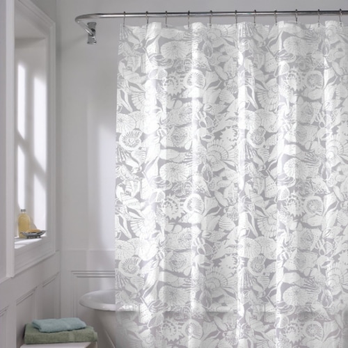 Zenith Zenna Home 70 In. x 72 In. White/Gray PEVA Seashell Shower