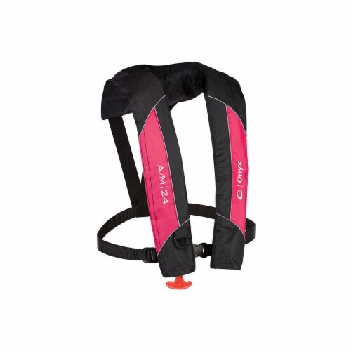 Onyx Automatic/Manual Inflatable Life Jacket - Pink/Black Perspective: front