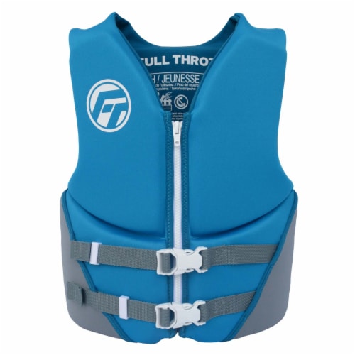 Full Throttle Youth Traditional Deluxe Neoprene PFD - Blue Perspective: front
