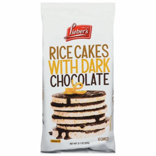 Lieber's Rice Cakes with Dark Chocolate Perspective: front
