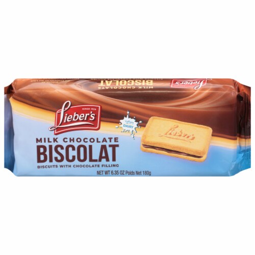 Lieber's Milk Chocolate Biscolat Chocolate FIlled Biscuits Perspective: front