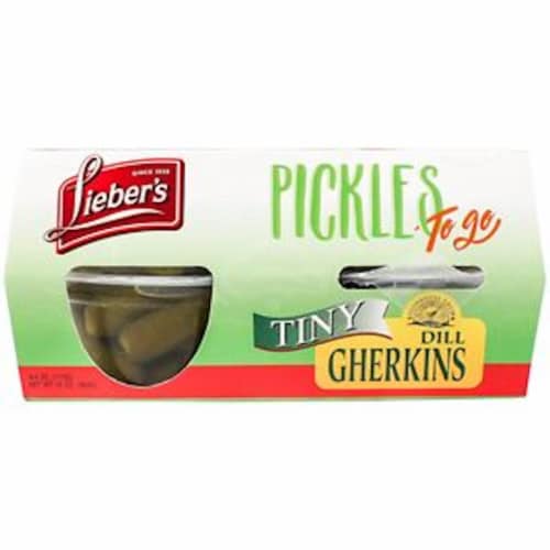 Lieber's Tiny Dill Gherkins Pickles To Go Perspective: front
