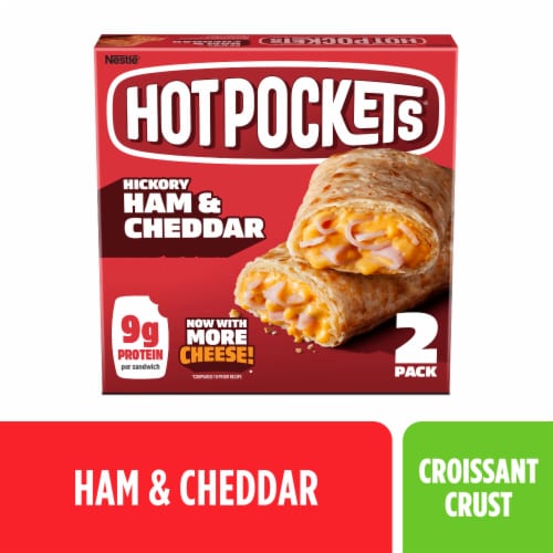 Hot Pockets® Hickory Ham & Cheddar Croissant Crust Frozen Sandwiches Perspective: front