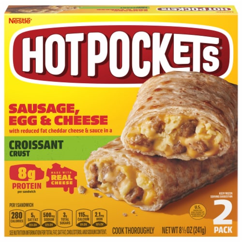 Hot Pockets® Sausage Egg & Cheese Croissant Crust Frozen Breakfast Sandwiches Perspective: front