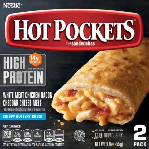 Hot Pockets® High Protein Chicken Bacon Cheddar Cheese Melt Frozen Snacks Perspective: front