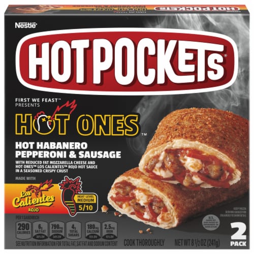 Hot Pockets® Pepperoni & Sausage Pizza Frozen Snacks in a Garlic Buttery Crust Frozen Sandwiches Perspective: front