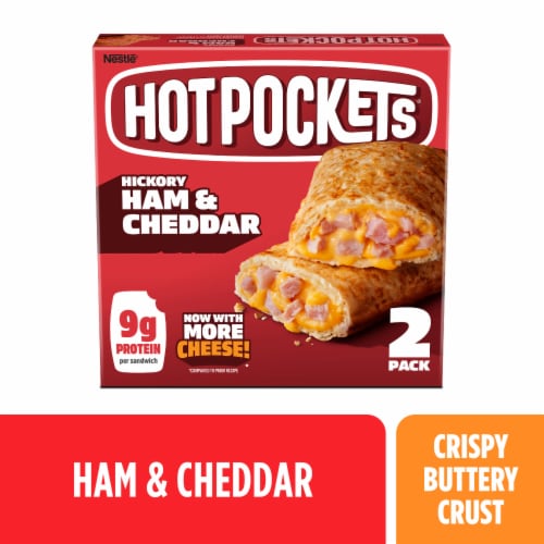 Hot Pockets® Hickory Ham & Cheddar Crispy Buttery Crust Frozen Sandwiches Perspective: front