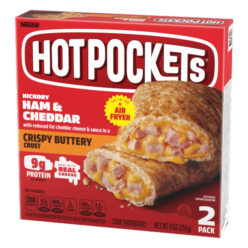 Hot Pockets Hickory Ham and Cheddar Crispy Buttery Crust Frozen Snack Perspective: front