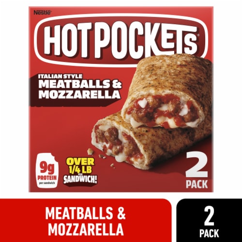 Hot Pockets Frozen Snack Italian Style Meatballs & Mozzarella Garlic Buttery Crust Frozen Sandwiches Perspective: front