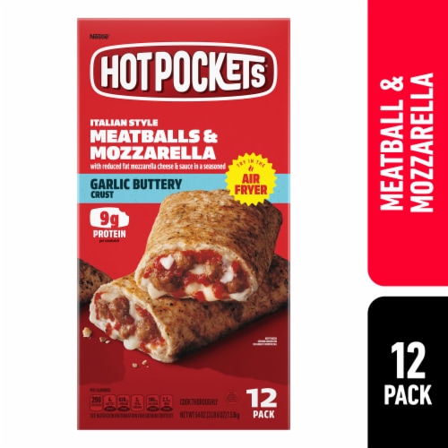 Hot Pockets Italian Style Meatballs & Mozzarella Garlic Buttery Crust Frozen Sandwiches Perspective: front